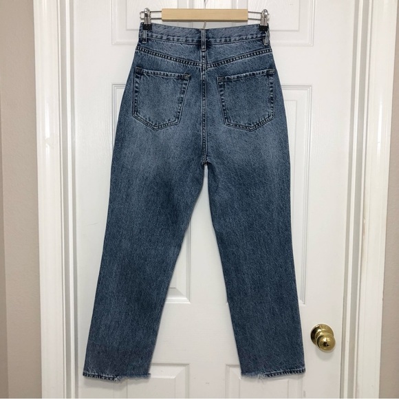 Pacsun Cotton Distressed Ripped Buttoned High Rise Straight Blue Wash Jeans 26 - Picture 10 of 16